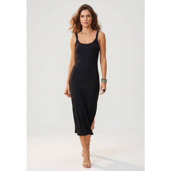 Vestido Feminino Lez a Lez Canelado Modal Preto