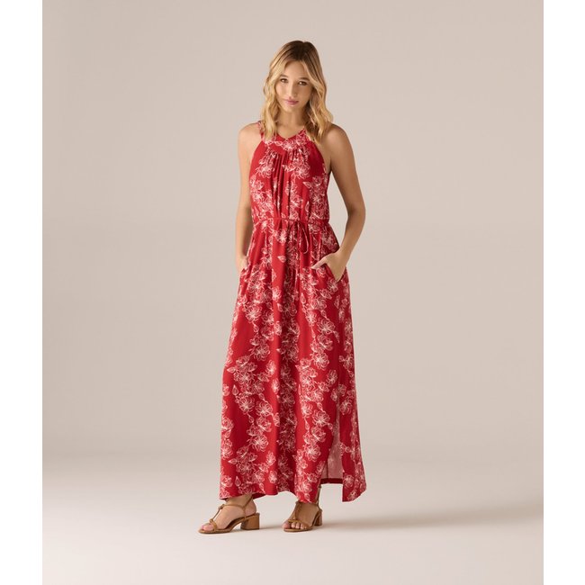 Vestido Makenji Cava Americana Cordao Cintura Feminino Estampa