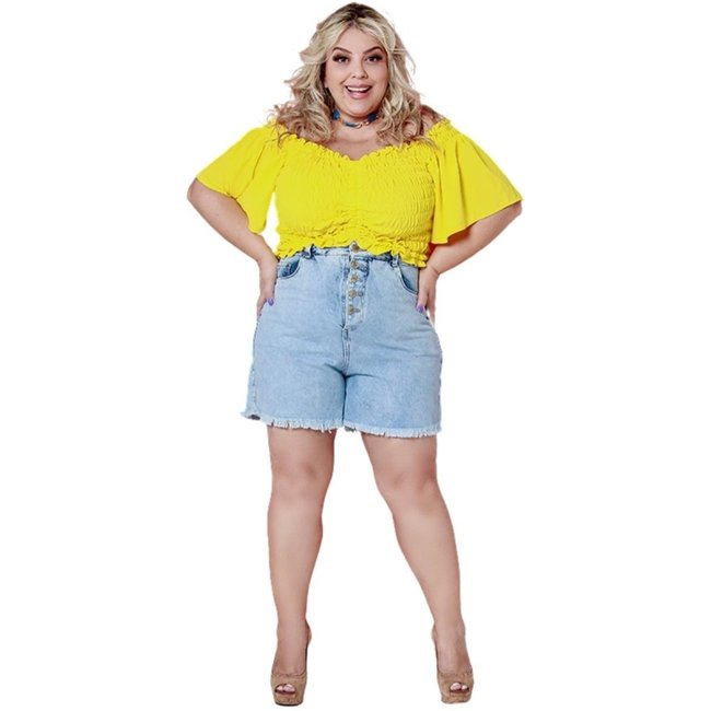 Shorts Feminino Jeans Plus Boyfriend Razon Jeans