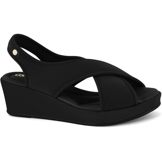 Sandália Feminina Anabela Preta Leve Comfortflex 2553407-4
