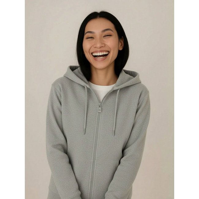 Moletom Feminino Jaqueta Cinza com Ziper e Capuz Blusa de Frio Inverno look de frio mulheres