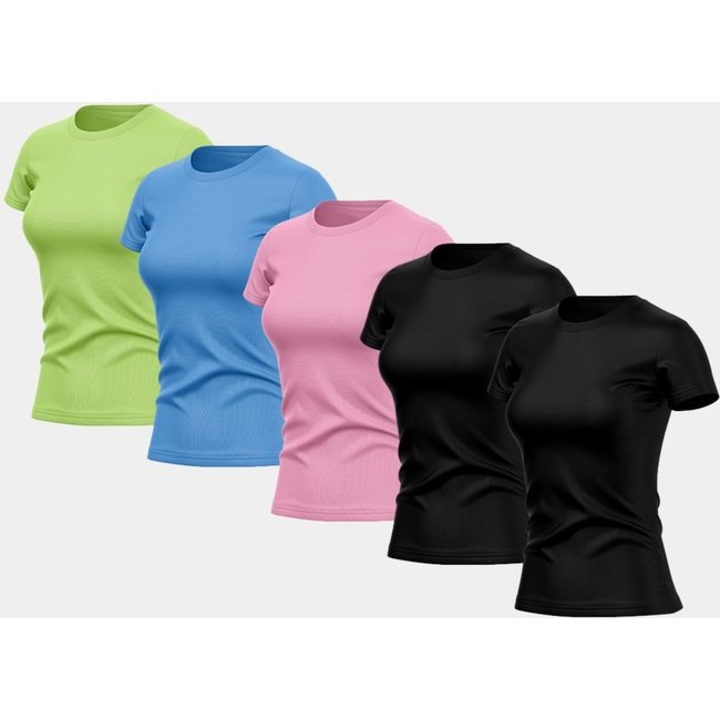 Kit 5 Camisetas Manga Curta Feminina Dry Básica Lisa Proteção Solar UV Térmica Blusa Academia Esporte Camisa