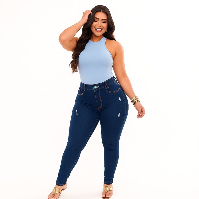 Calça Jeans Feminina D Bell Outlet Fashion Skinny Azul