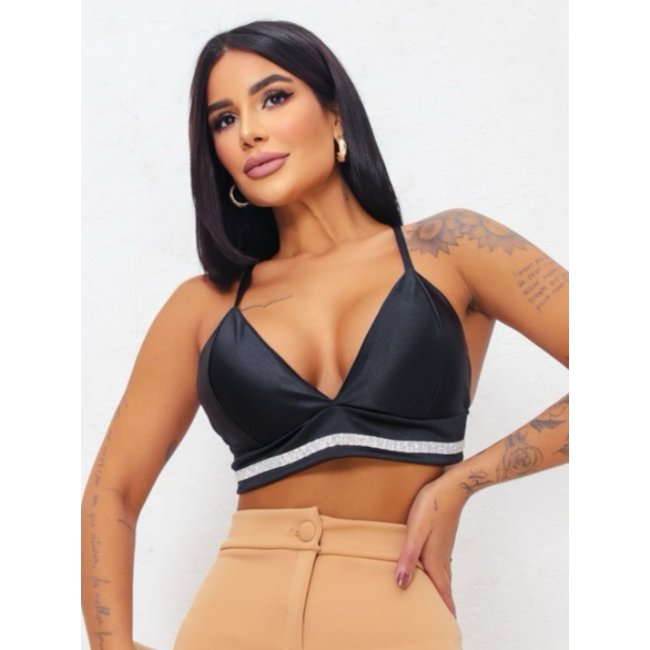 Top Cropped Alcinha Com Brilho Mávilla