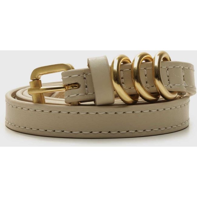 Cinto Feminino Vicenza Couro Fivela Dourada Off White