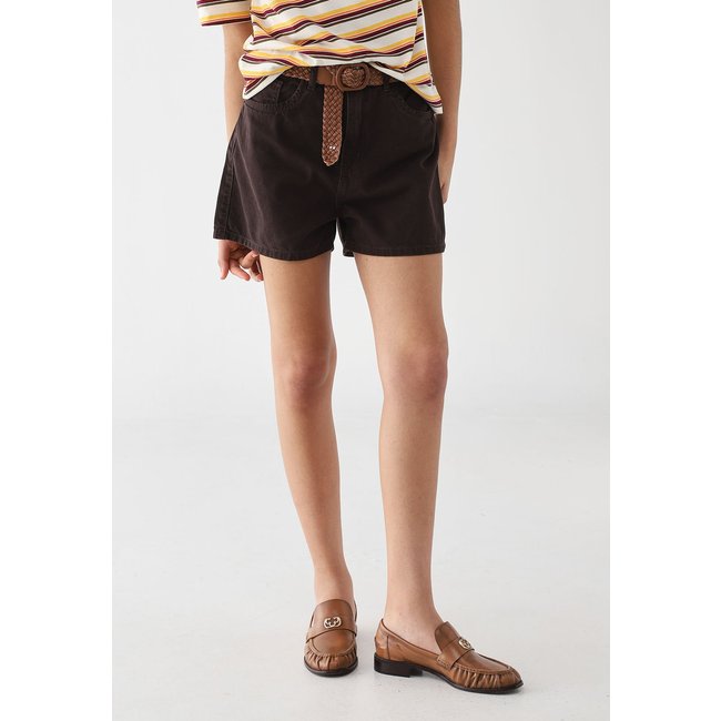 Short Sarja Feminino My Favorite Mom Super High Marrom Escuro