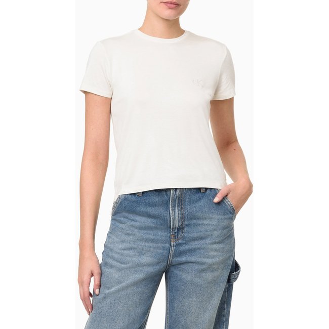 Camiseta Feminina Viscolycra Calvin Klein Jeans - Off White Calvin Klein Jeans