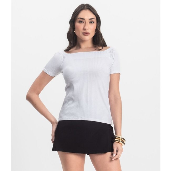 Blusa Feminina Canelada Infinita Cor Branco