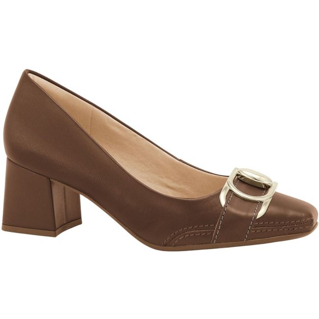 Scarpin Feminino Couro Salto Bloco Ramarim 2668103-Capuccino