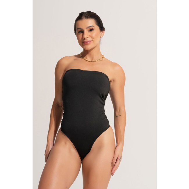 Body MVB Modas Feminino Verão Tomara que Caia Collant Preto