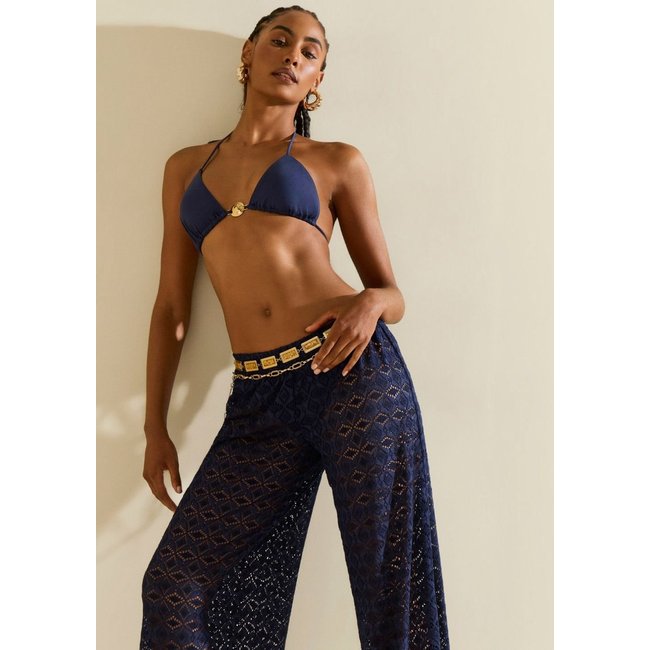Calça Morena Rosa Reta Média Azul Azul Marinho