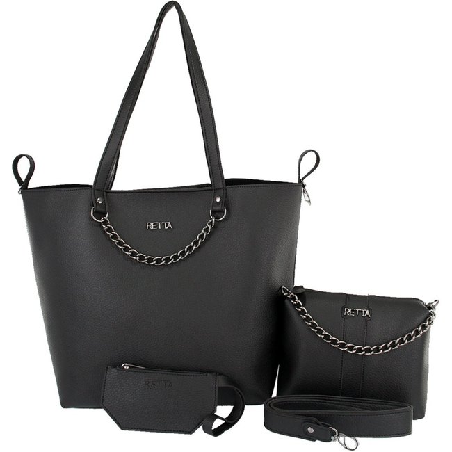 Kit Bolsa Feminina Saco e Transversal Kiara Preto