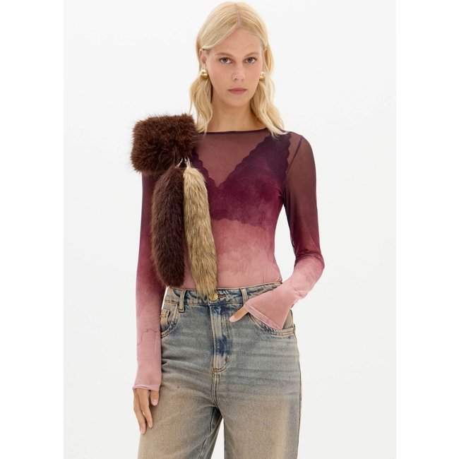 Blusa Tule Manga Longa Estampada Lança Perfume