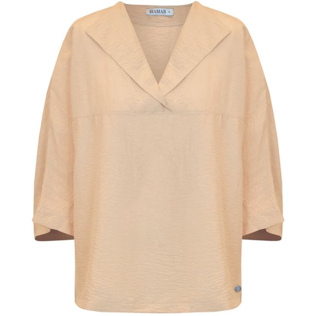 Blusa Feminina Biamar Gola V Lapela Bege