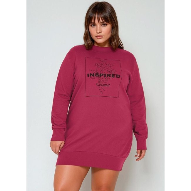 Vestido Em Moletom Plus Size Vermelho Marguerite