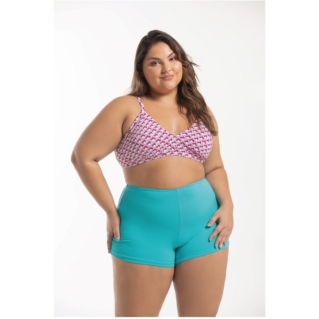 Bermuda de Praia Feminina Plus Size Azul Turquesa