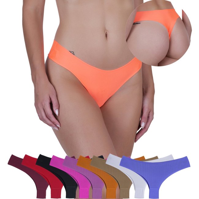 Kit Calcinha Feminina 10 peças Fio Dental Sem Costura Não Marca Multicolorido