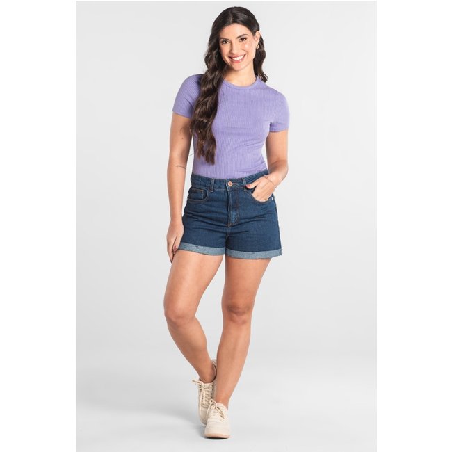 Blusa em Ribana Canelada Just Basic Roxo