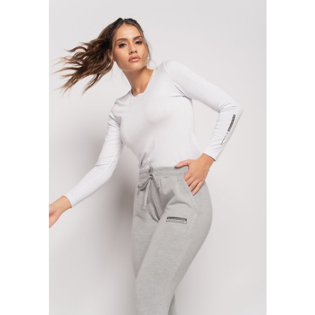 Blusa Sport Manga Longa e Gola Redonda Malha Salvatore Branca