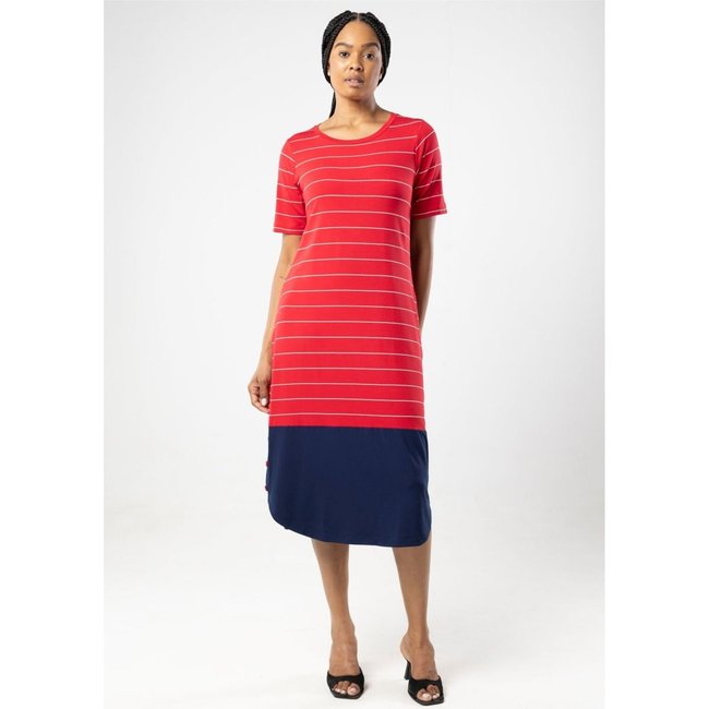 Vestido Midi Pau a Pique Listrado Vermelho VERMELHO - M Pau a Pique