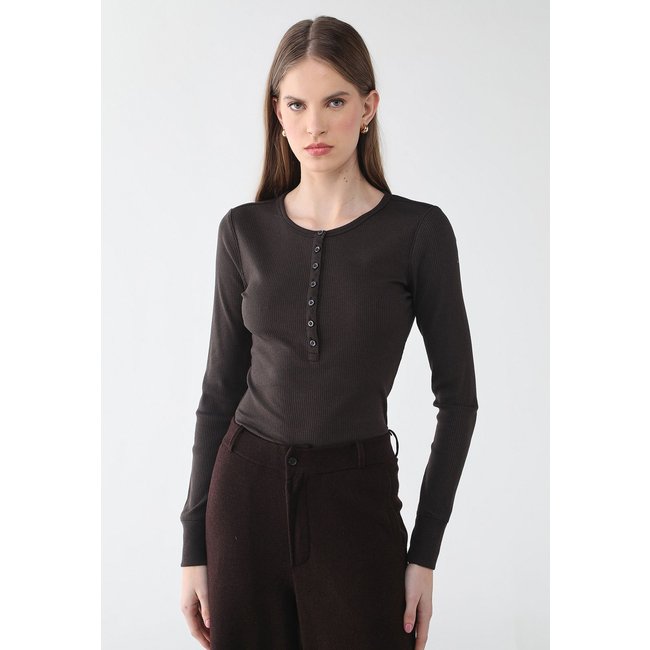 Blusa Feminina GAP Canelada Marrom