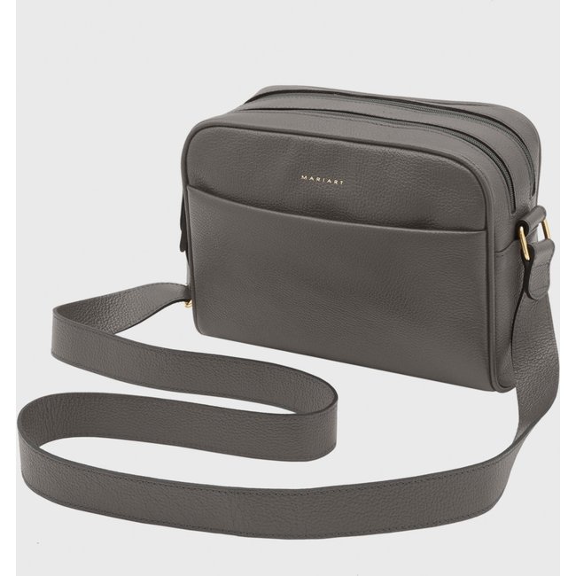 Bolsa Transversal de Couro Mariart Pupunha Cinza