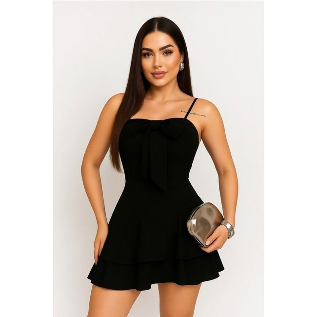 Vestido Curto D Bell Outlet Fashion Feminino Babado Preto