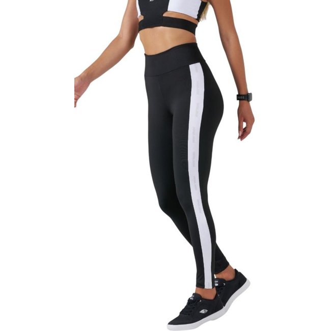 Calça Legging Feminina Suplex c/ Recorte Versatily- Mormaii-Prt/Brc - Preto