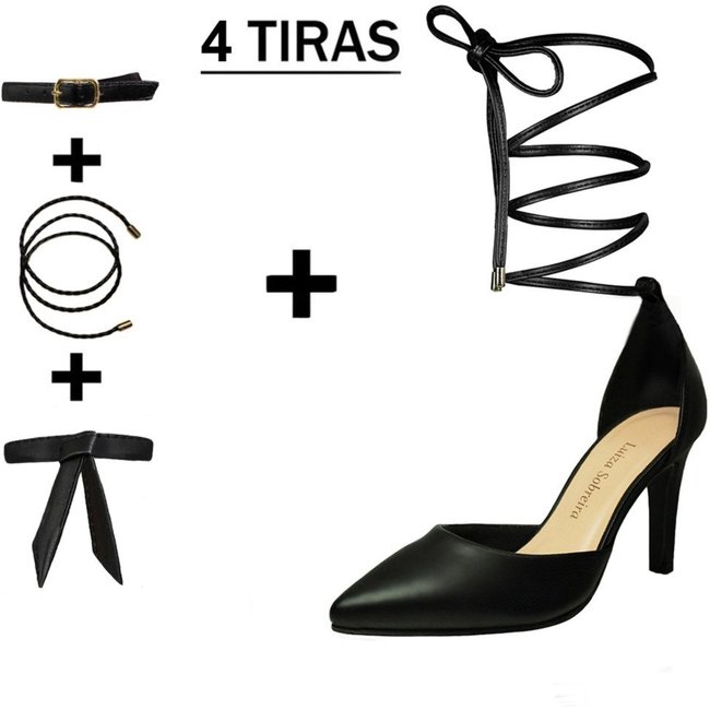 Scarpin Troca Tira Salto Fino Luiza Sobreira Preto Mod. 1060-2