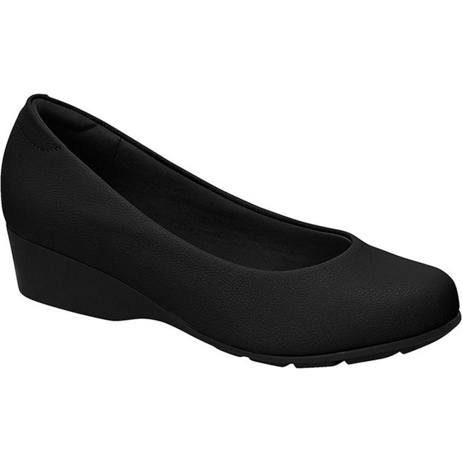 Sapato Feminino Comfort Anabela Macio Trabalho Preto
