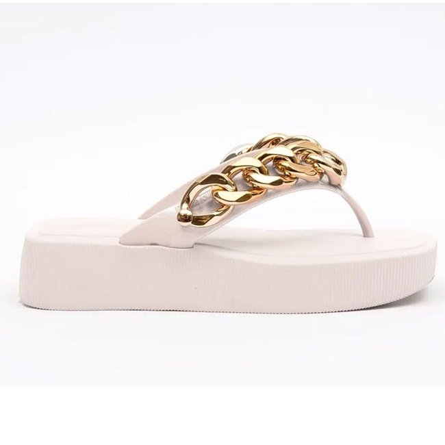 Chinelo Feminino Plataforma Hit Corrente White Petite Jolie PJ6515