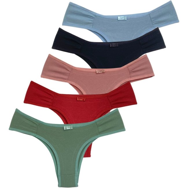 Calcinha algodão COLOR REF202C Kit/05 calsinha feminina Multicolorido