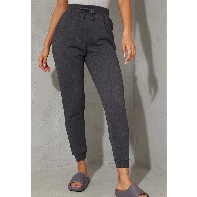 Calça Jogger Moletom Rioutlet Feminina Cinza Chumbo