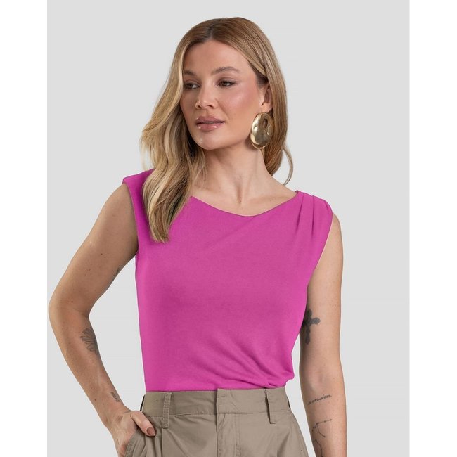 Regata Feminina em Visco Tricot Dianna Rosa