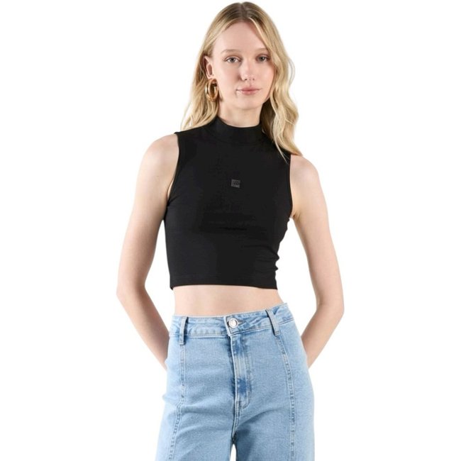 Blusa Slim Canelada Gola Alta Colcci CLC Preto