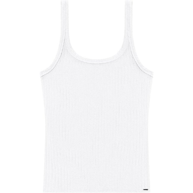 Blusa Alcinha Canelada Básica Feminina Lunender 00469 Offwhite