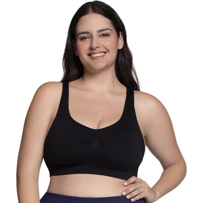 Top Selene Nadador Sem Costura Plus Size Feminino - Preto - selene
