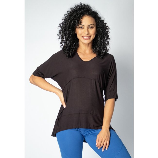 Blusa Cacatu Malha Amazonia Vital Manga Curta Preta