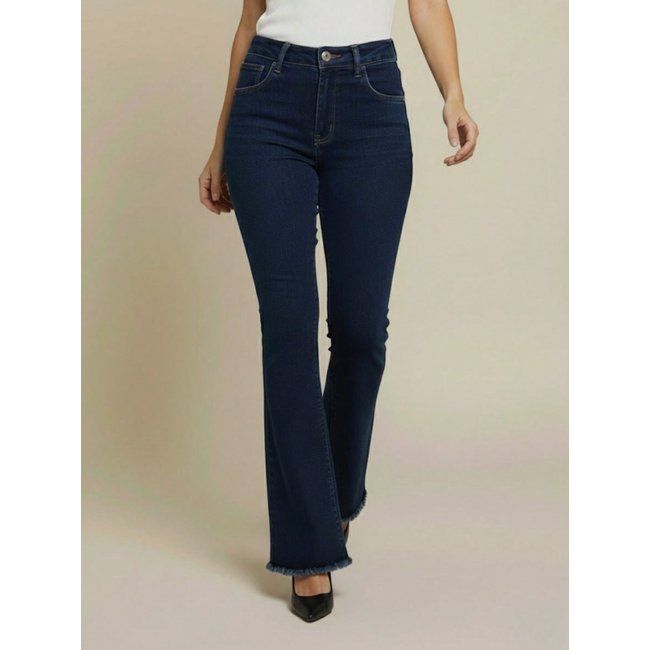 Calça Feminina Flare Jeans Escuro Empina Bumbum Azul