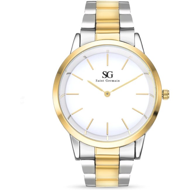 Relógio Feminino Saint Germain Belmont Bicolor Prata e Dourado 40mm Pulseira de Metal