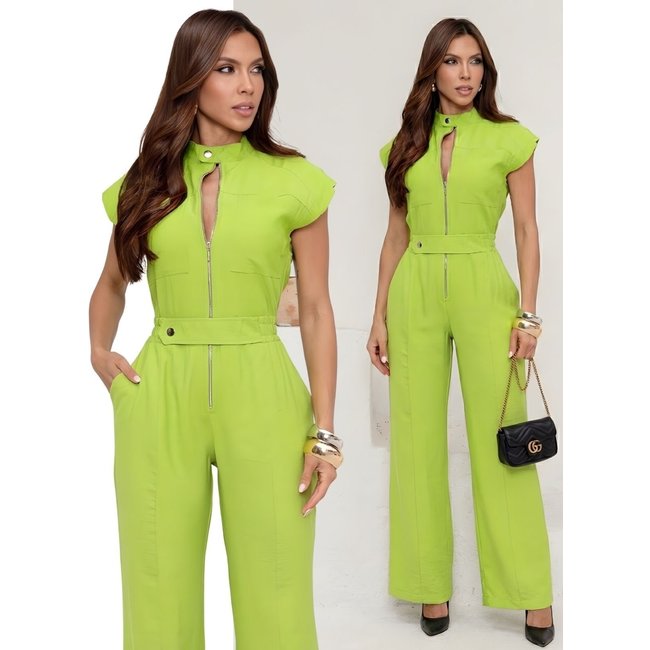 Macacão Divina Gata Cargo Longo Com Zíper Frontal - Verde WGSN