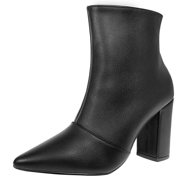 Bota Salto Alto Grosso Cano Curto Bico Fino Luiza Sobreira Preta Mod. 2222