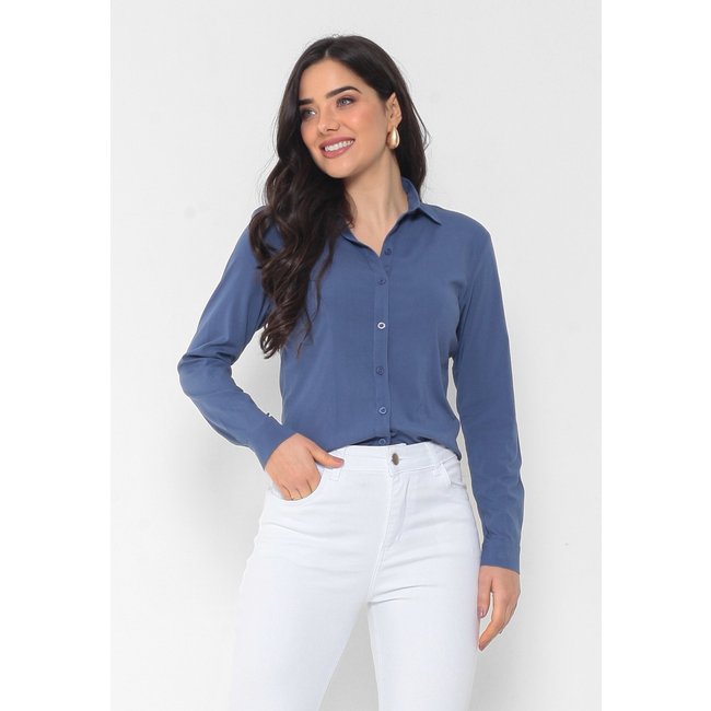 Camisa Intens Manga Longa Viscose Azul