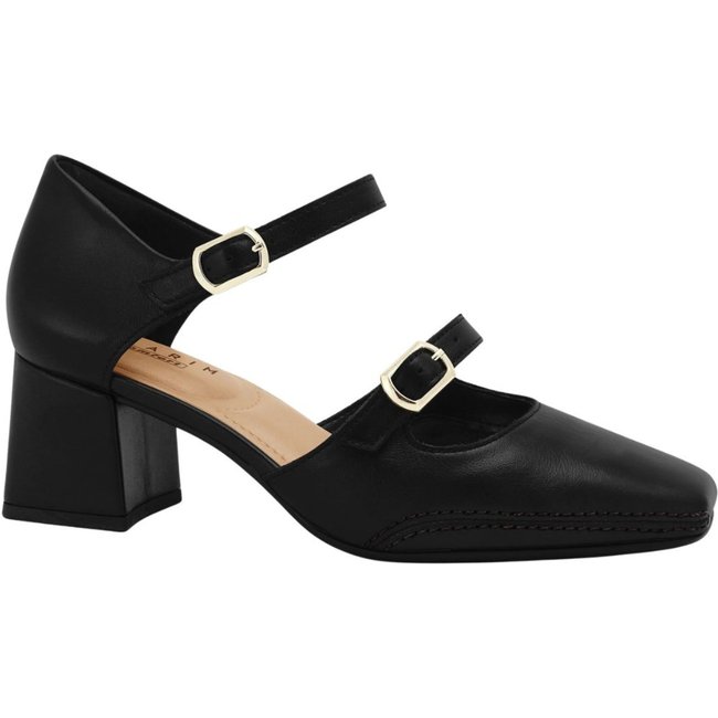 Scarpin Feminino Couro Salto Bloco Ramarim 2668135 - Preto