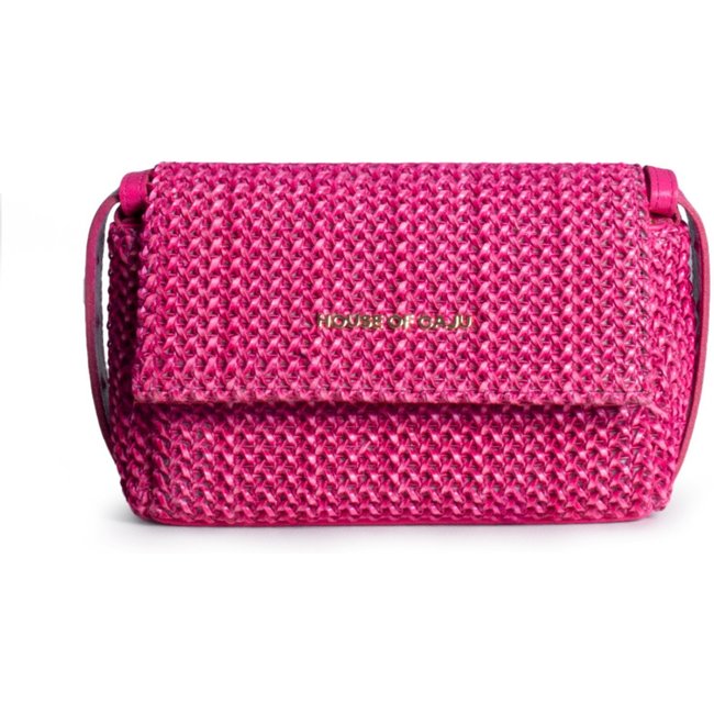 BOLSA FEMININA EM COURO TIRACOLO ROSA "PATRÍCIA FERREIRA"""