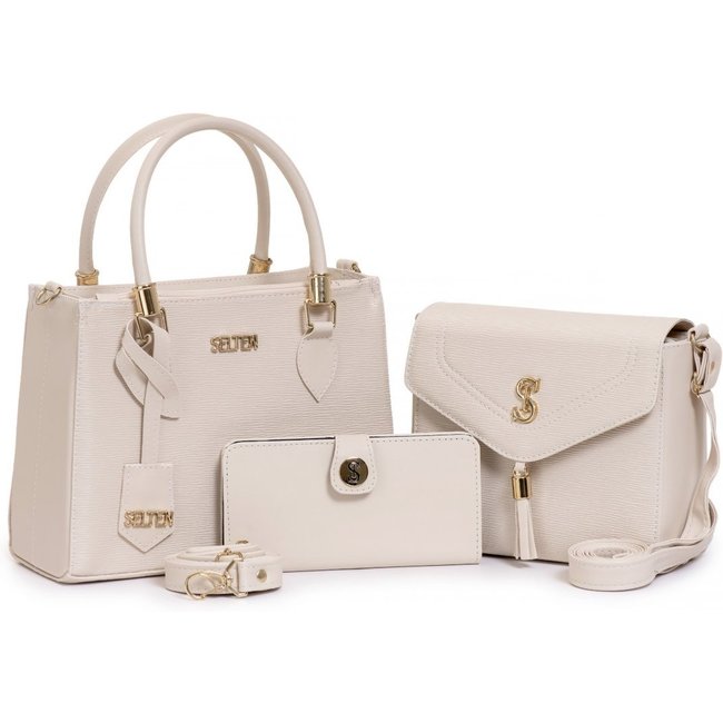 Bolsa Feminina Transversal Tote + Bolsa Lateral Tiracolo Com Carteira Selten