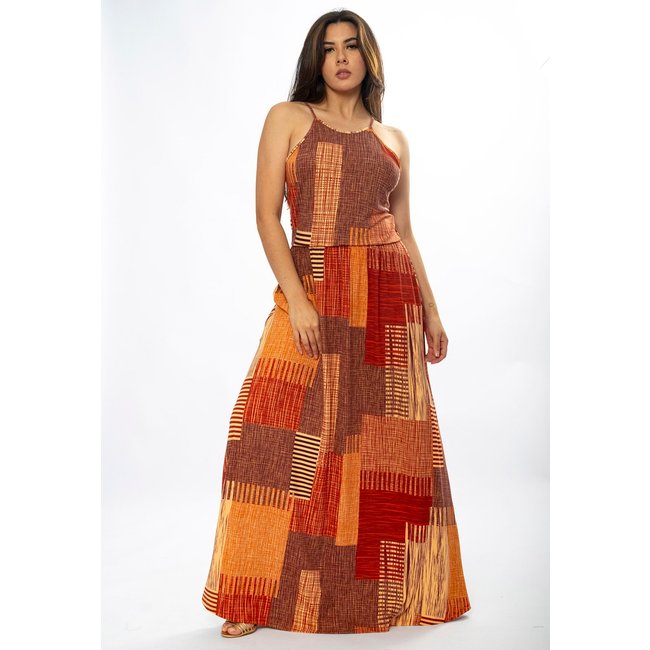 Vestido Amazônia Vital Longo Jennifer Malha Trapézio com Bolso Tramas do Sol