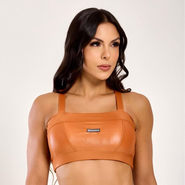 Top Faixa Com Recortes Caramelo em Cirrê Donna Carioca