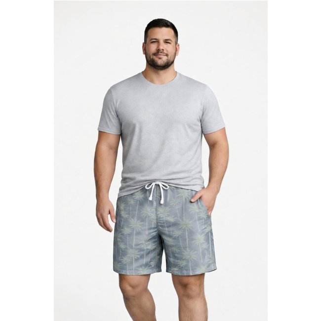 Bermuda Plus Size D Bell Outlet Fashion Estampa Palmeira Azul