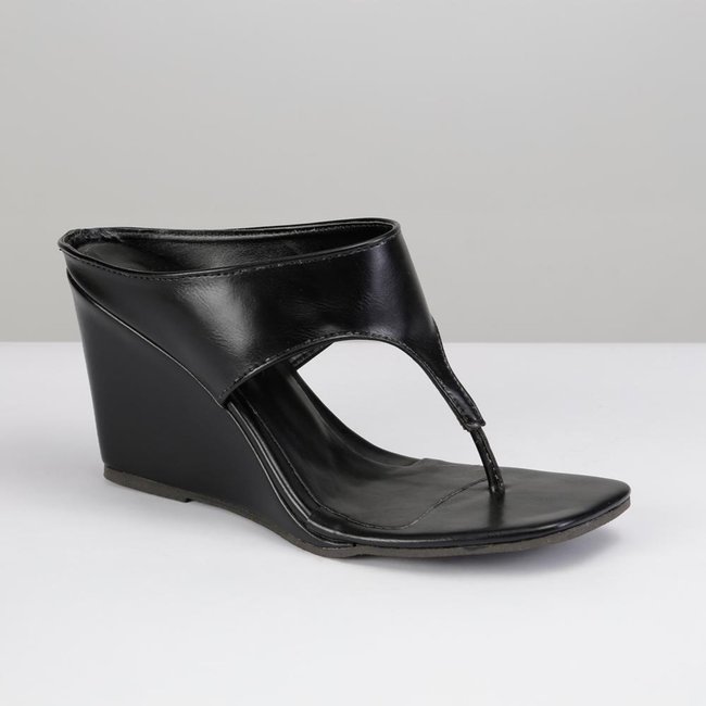 Sandália Feminina Anabela Minimal Square Bico Quadrado Preto 34 Preto
